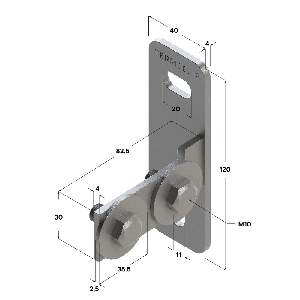 Чертеж Фланец торцевой продольный TEF L 38-40 4F2 M10