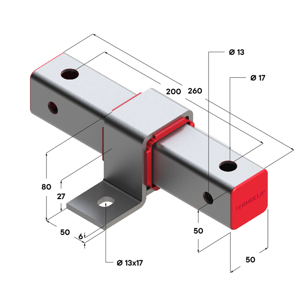 Чертеж Опора подвижная TSA B50x50 F4