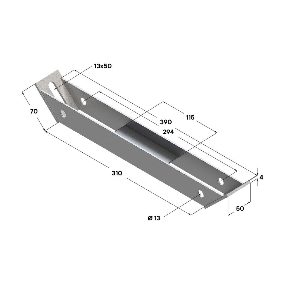 Чертеж Опора усиливающая TAB 45˚ 38-41 L310 4F6