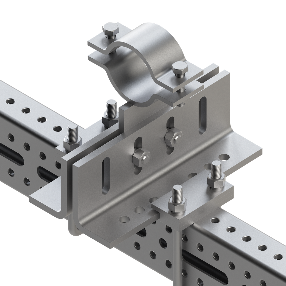 Применение Зажим направляющего трубной опоры TCG 50х100 6F М12
